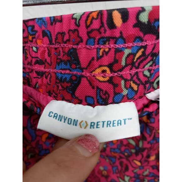 Canyon Retreat Womens Midi Skirt Size 1X Pink Floral Tiered BOHO Festival - Picture 7 of 10